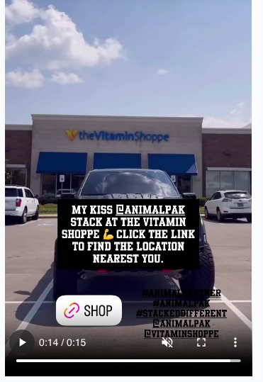 Screenshot of influencer content covering retail launches, with words over a car in the parking lot. 
